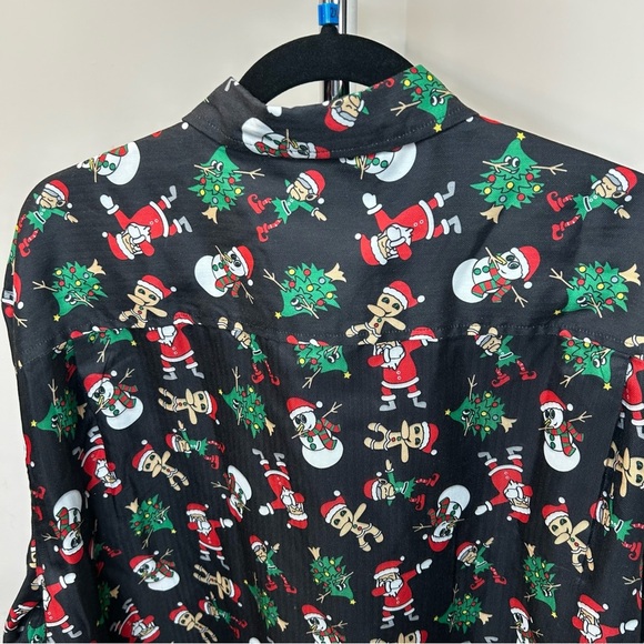 Christmas Button Up Long Sleeve Dress Shirt Santa Snowman Elf George Mens 2XL - Picture 3 of 10